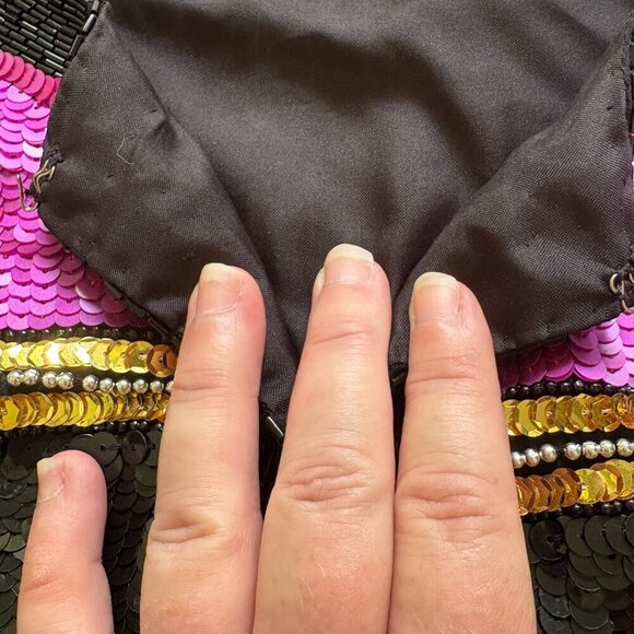 Vintage Carina 1980s Sequin Beaded Jacket | L | Black Silk Statement Blazer - Picture 8 of 13